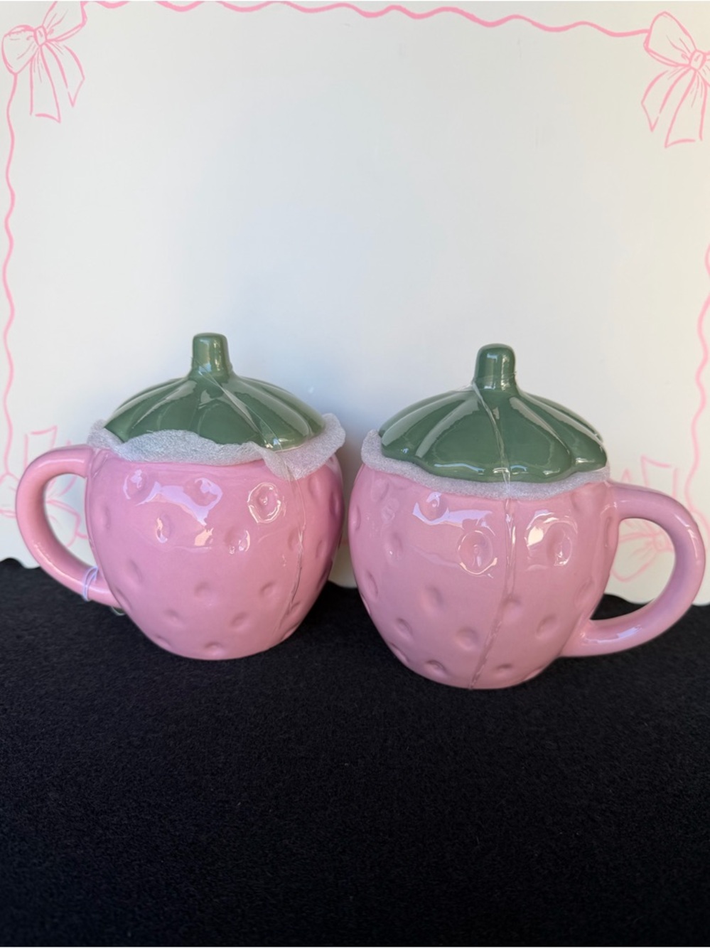 Target Pink Strawberry Ceramic Mug with Lid Set of 2